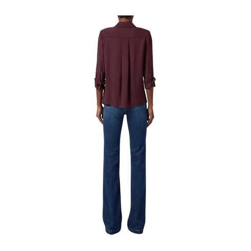 Camicia Donna in georgette, con bottoni nascosti e charm in metallo dorato